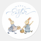 Sticker Rond Joyeux lapins de Pâques avec paniers d'œufs (Devant)