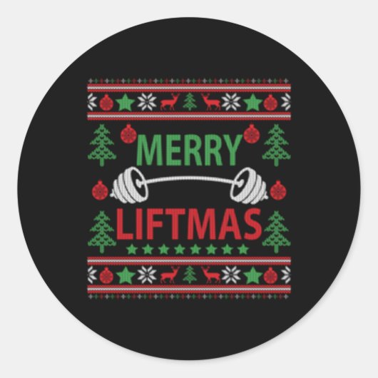 Sticker Rond Joyeux Liftmas Gymnase moche (Devant)