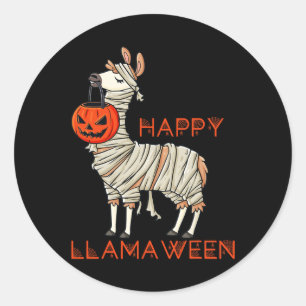 Sticker Rond Joyeux Llamaween Fun Halloween Llama Girls Garçons