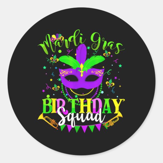 Sticker Rond Joyeux Mardi Gras Anniversaire Mardi Gras Escadron (Devant)