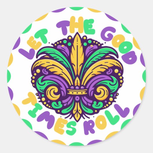 Sticker Rond Joyeux Mardi Gras fleur de lis (Devant)