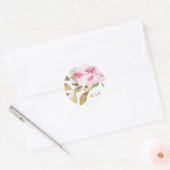 Sticker Rond Joyeux Mariage de fleurs d'aquarelle (Enveloppe)
