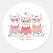 Sticker Rond Joyeux Meowentines Day Chat (Devant)