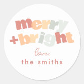 Sticker Rond Joyeux moderne et Noël de famille brillant (Devant)