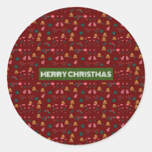 Sticker Rond Joyeux Motif de Noël Élégant