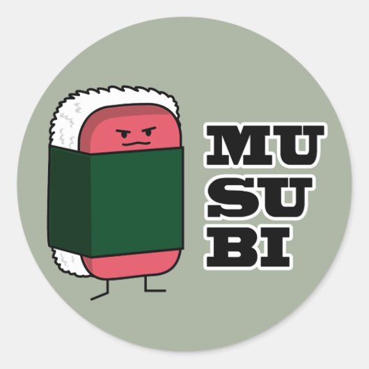 Sticker Rond Joyeux mussusuhi nori hawaïen Musubi (Devant)