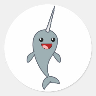 Sticker Rond Joyeux Narwhal