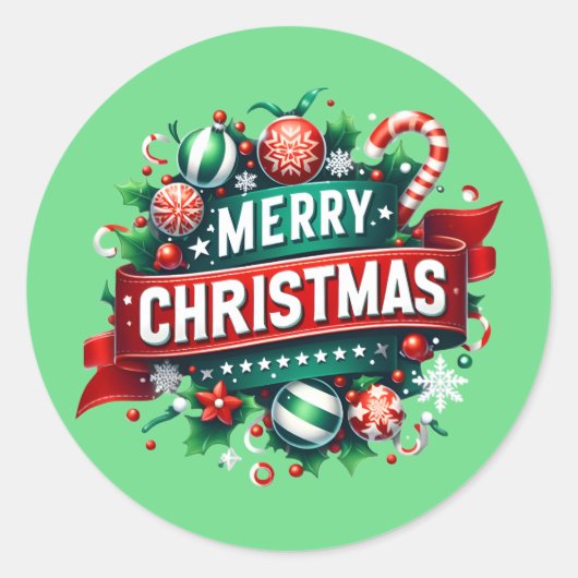 Sticker Rond Joyeux Noël (Devant)