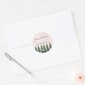Sticker Rond Joyeux Noël À..De Nom Arbre Rustique Rose (Enveloppe)