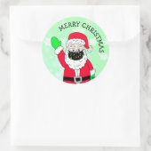 Sticker Rond Joyeux Noël à facémasé Père Noël (Sac)