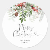 Sticker Rond Joyeux Noël à feuillage persistant (Devant)