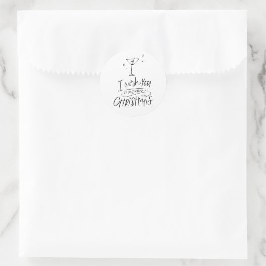 Sticker Rond Joyeux Noël à la main (Sac)