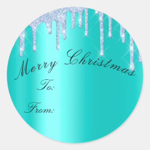 Sticker Rond Joyeux Noël à partir de vacances Pas de gouttes Bl