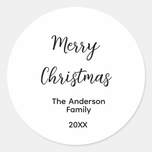 Sticker Rond Joyeux Noël ajouter nom de famille année texte per (Devant)