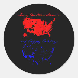 Sticker Rond Joyeux Noël Amérique drôle Trump carte de Noël