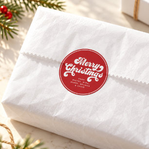 Sticker Rond Joyeux Noël amusant Simple Retro Typographie mode