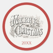 Sticker Rond Joyeux Noël année d'illustration vintage (Devant)