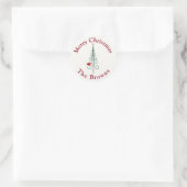 Sticker Rond Joyeux Noël - Arbre de Noël moderne Rouge Vert (Sac)