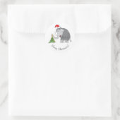 Sticker Rond Joyeux Noël Arbre mignon Mammoth Santa Hat (Sac)