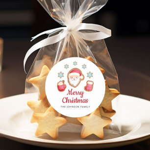 Sticker Rond Joyeux Noël au Père Noël mignon