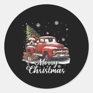 Sticker Rond Joyeux Noël Australien Berger Chien chevauchant Ro