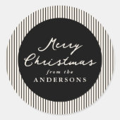 Sticker Rond Joyeux Noël aux bandes noires modernes (Devant)