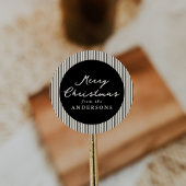 Sticker Rond Joyeux Noël aux bandes noires modernes