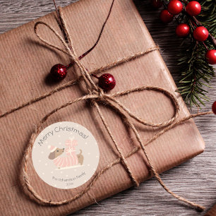 Sticker Rond Joyeux Noël avec cadeaux