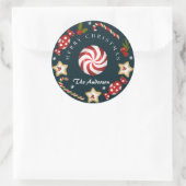Sticker Rond Joyeux Noël avec des cookies Personnalisé (Sac)