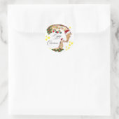 Sticker Rond Joyeux Noël Avec une famille de Giraffes (Sac)