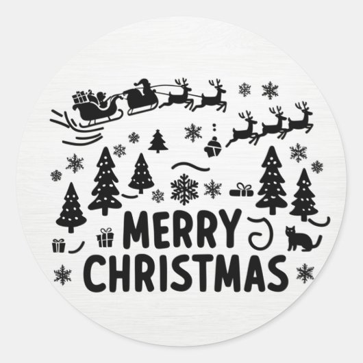 Sticker Rond joyeux noël b & w clipart (Devant)