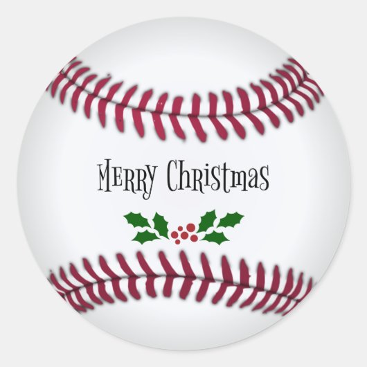 Sticker Rond Joyeux Noël, Baseball Theme Design (Devant)