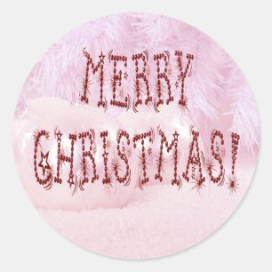 Sticker Rond Joyeux Noël Bauble et Stars Police