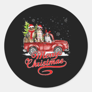 Sticker Rond Joyeux Noël Berger australien Père Noël Reindeer