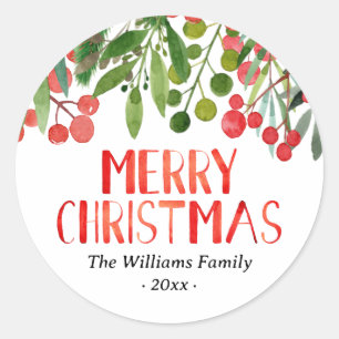 Sticker Rond Joyeux Noël Berries Famille