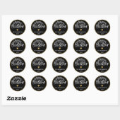 Sticker Rond Joyeux Noël Black White Gold (Feuille)