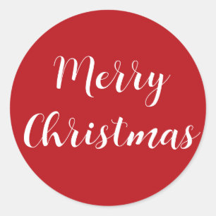 Sticker Rond Joyeux Noël blanc Script rouge simple