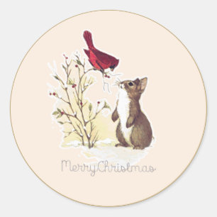 Sticker Rond Joyeux Noël Bonjour Bunny