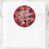 Sticker Rond Joyeux Noël Bonne Année Contrôle Rouge Noir (Sac)