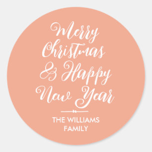 Sticker Rond Joyeux Noël Bonne année Enveloppe Sceau