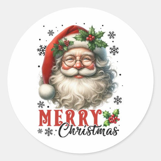 Sticker Rond Joyeux Noël cadeau de Noël (Devant)