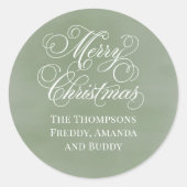 Sticker Rond Joyeux Noël Calligraphie Script vert (Devant)