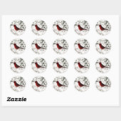 Sticker Rond Joyeux Noël Cardinal (Feuille)