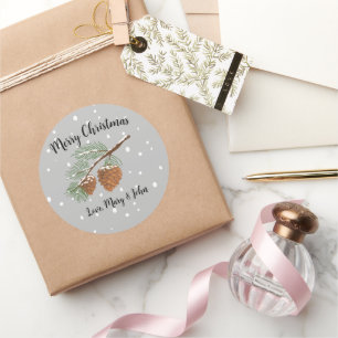 Sticker Rond joyeux Noël Cardinal classique collant rond