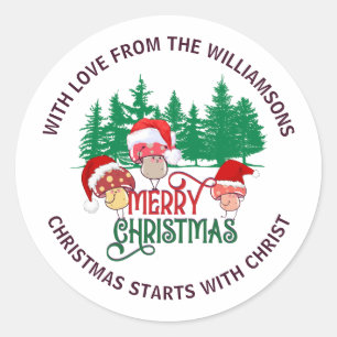 Sticker Rond Joyeux NOËL CHAMPIGNON MIGNON chrétien