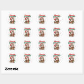 Sticker Rond Joyeux Noël Chat Mignon Vacances (Feuille)