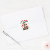 Sticker Rond Joyeux Noël Chat Mignon Vacances (Enveloppe)