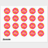 Sticker Rond Joyeux Noël Check Hot rose orange (Feuille)