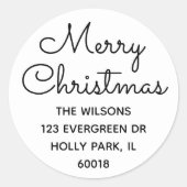 Sticker Rond Joyeux Noël Chic Simple Script Retourner Adresse (Devant)