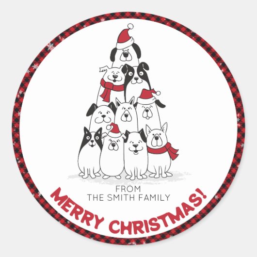 Sticker Rond Joyeux Noël chien (Devant)